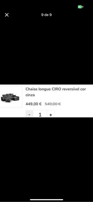 Sofá Chaise Longe Reversivel Cinza