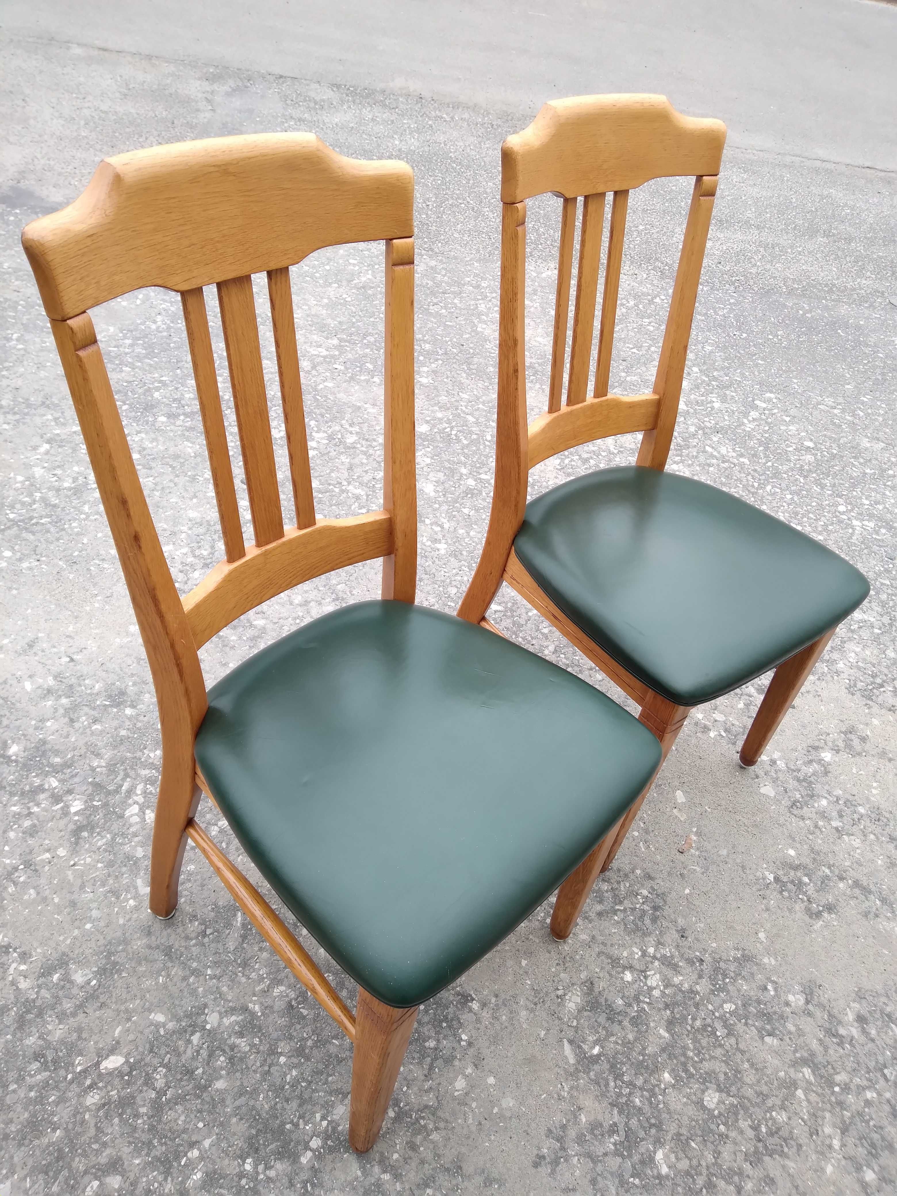 Komplet 4 krzeseł krzesła drewniane dębowe skórzane FV DOWÓZ