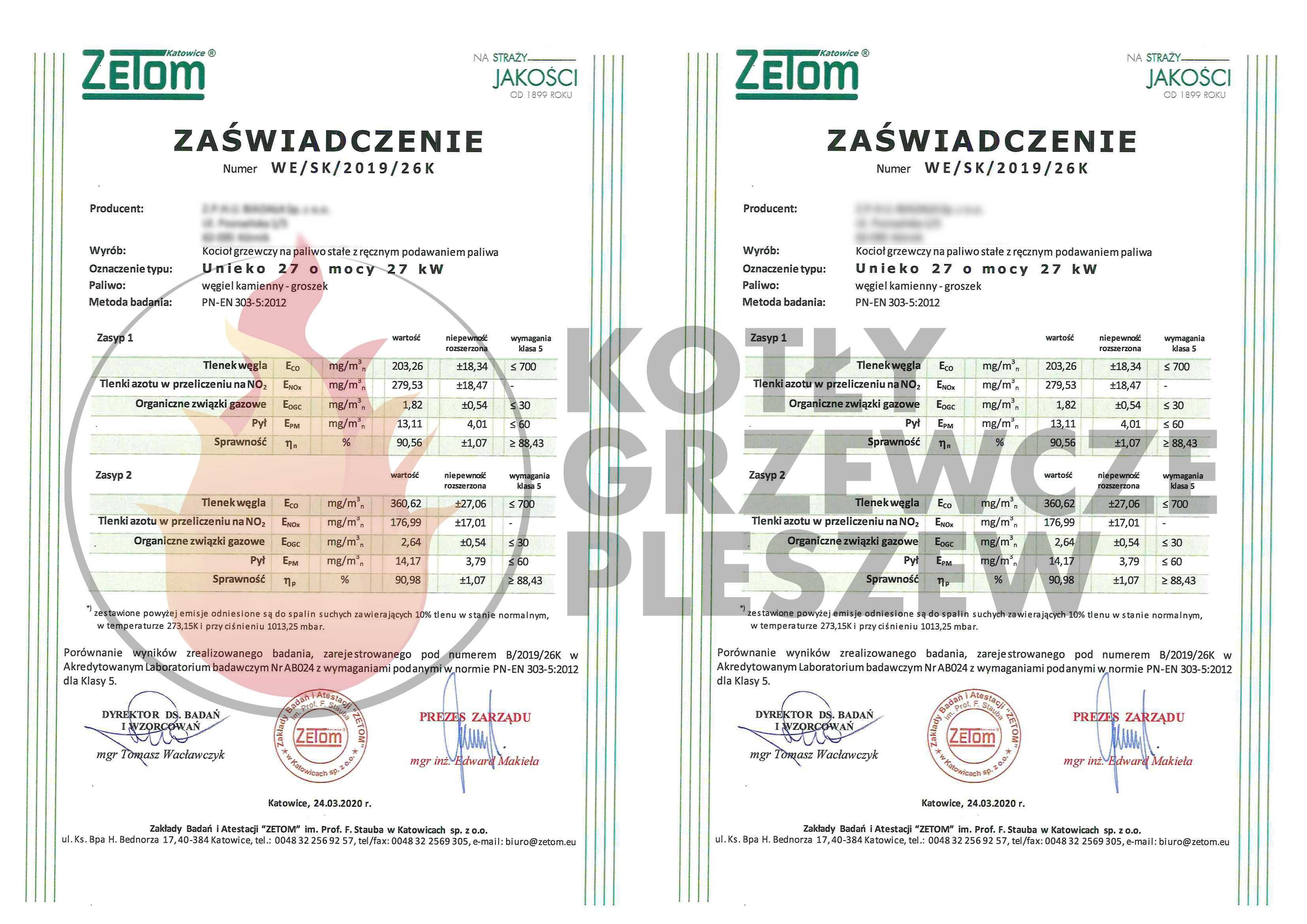 Kotły węglowe UNIEKO 27kW piec, kocioł 5 KLASA ECODESIGN