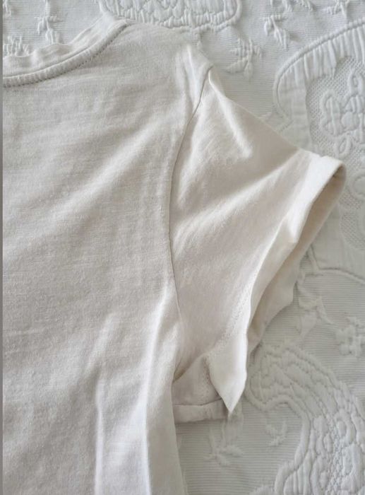 T-shirt Zara manga curta, branca, tamanho M