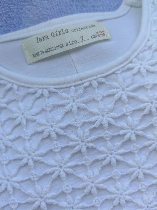 Blusa branca Zara Kids, menina 7 anos