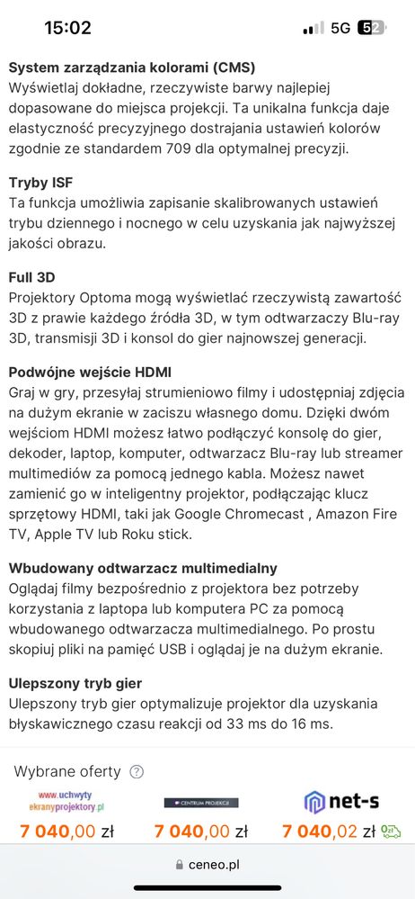 Projektor Optoma UHD55 4K Biały jak nowy