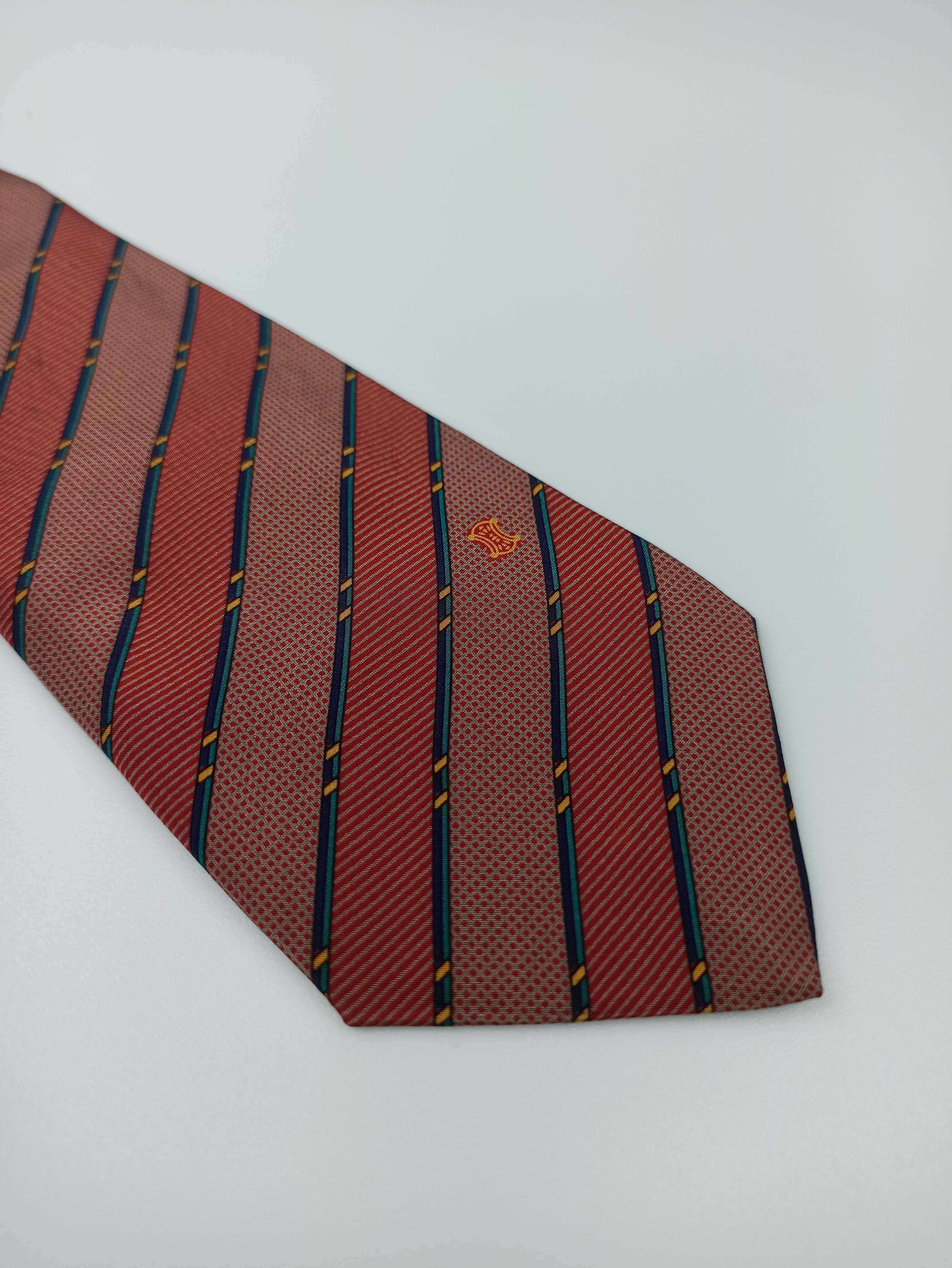 Celine Paris czerwony jedwabny krawat w paski ulu14