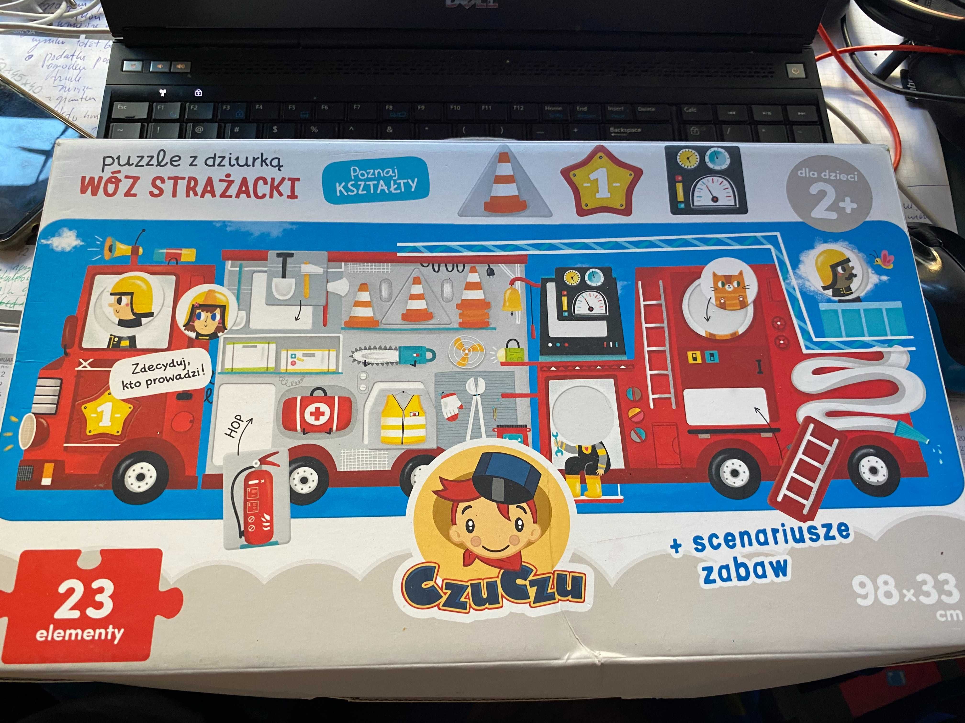 Puzzle wóz strażacki jesień w lesie mapa świata