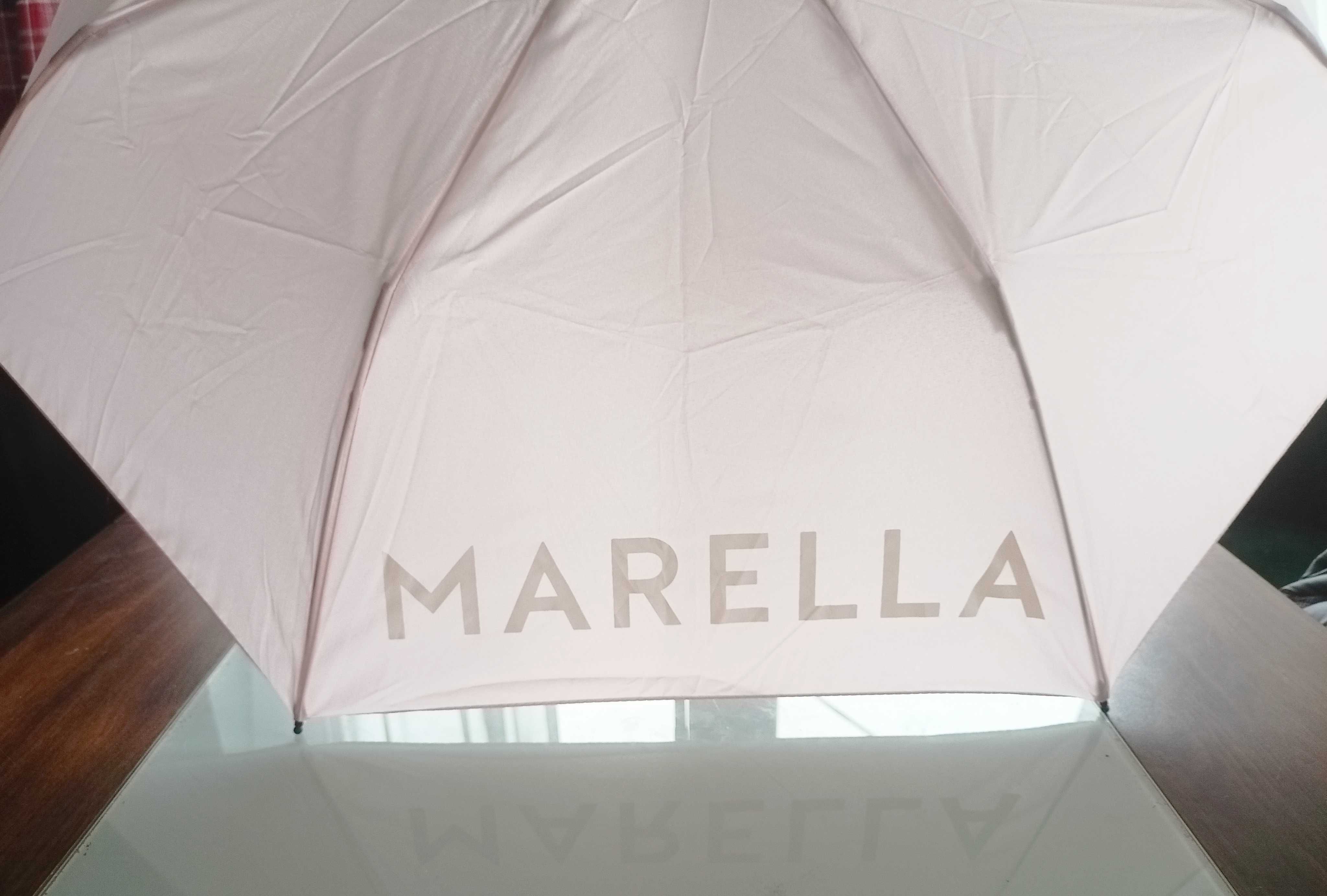 Max Mara pudrowa automatyczna parasolka z logo NOWA