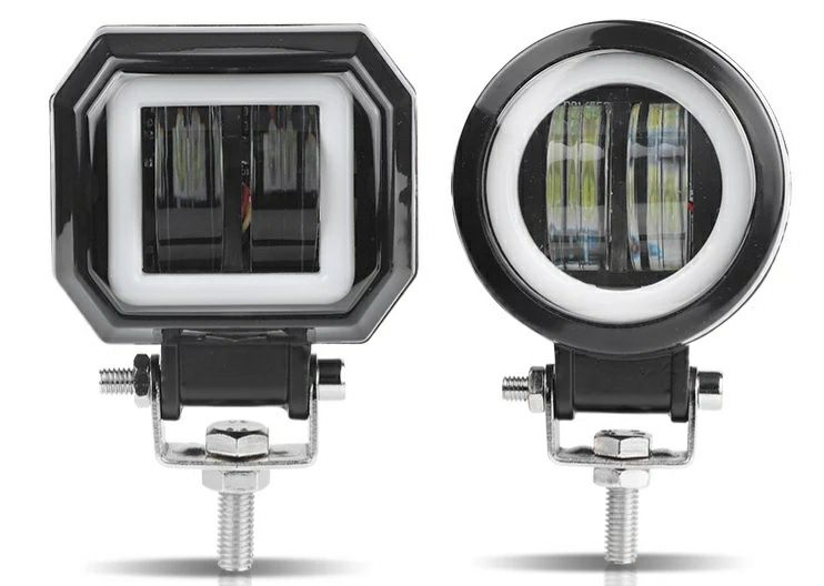 LED фара квадратная круглая 20w СТГ Ангельские глазки ДХО противотуман