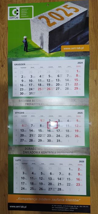 Kalendarz trójdzielny 2025