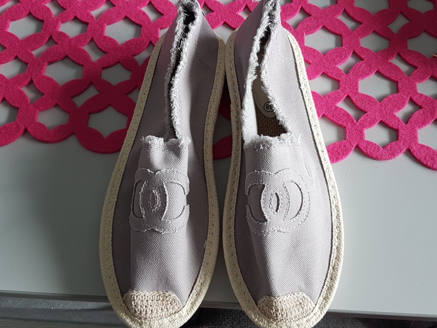 Buty nowe espadryle jasnoszare, r. 38
