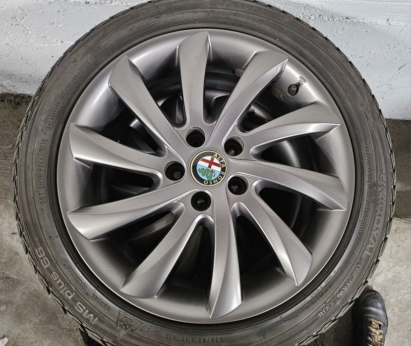 4×Alufelgi Alfa Romeo 7,5Jx17" 5x110 ET41 + 4x225/45/R17 6mm bieżnika