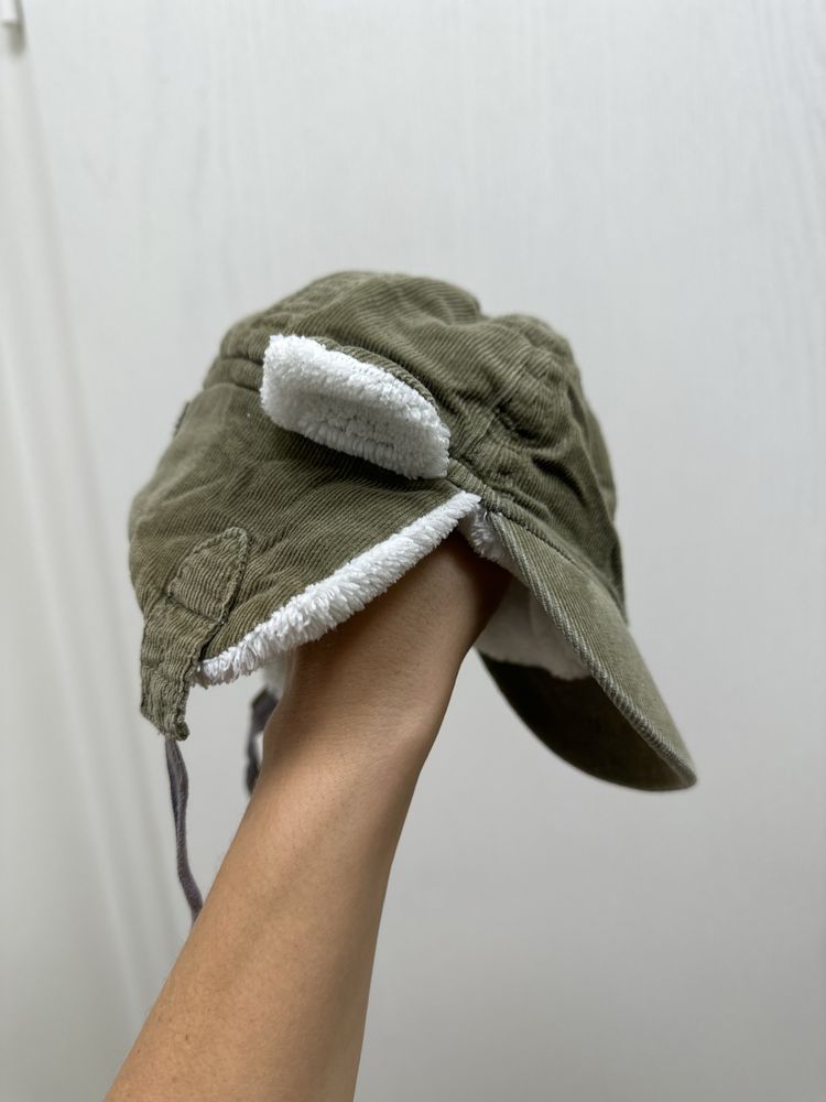 Marks&Spencer Uszatka ocieplana uszy daszek 3-6 m-cy khaki zielona