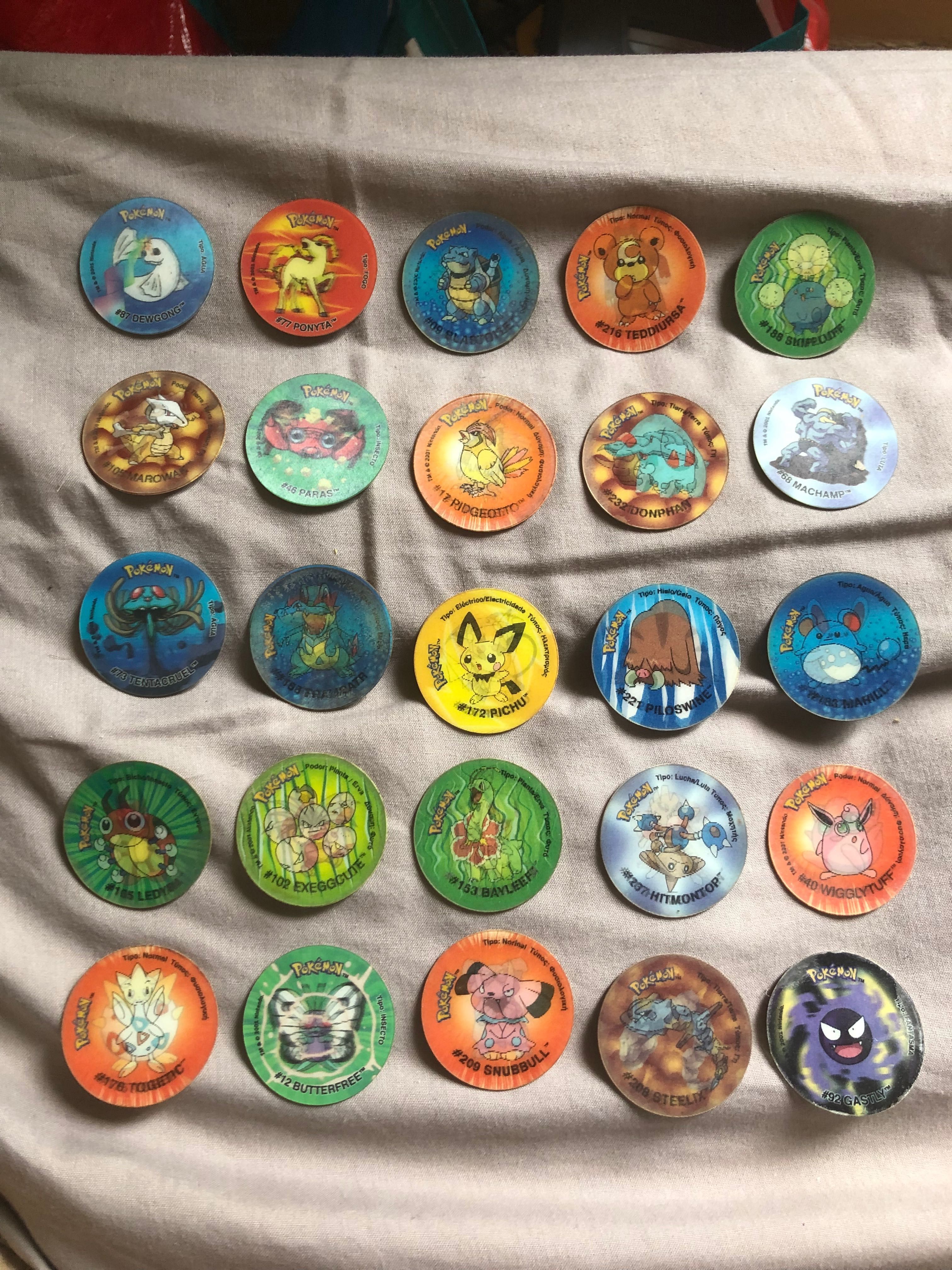 Tazos Pokémon 1 e 2 gerações