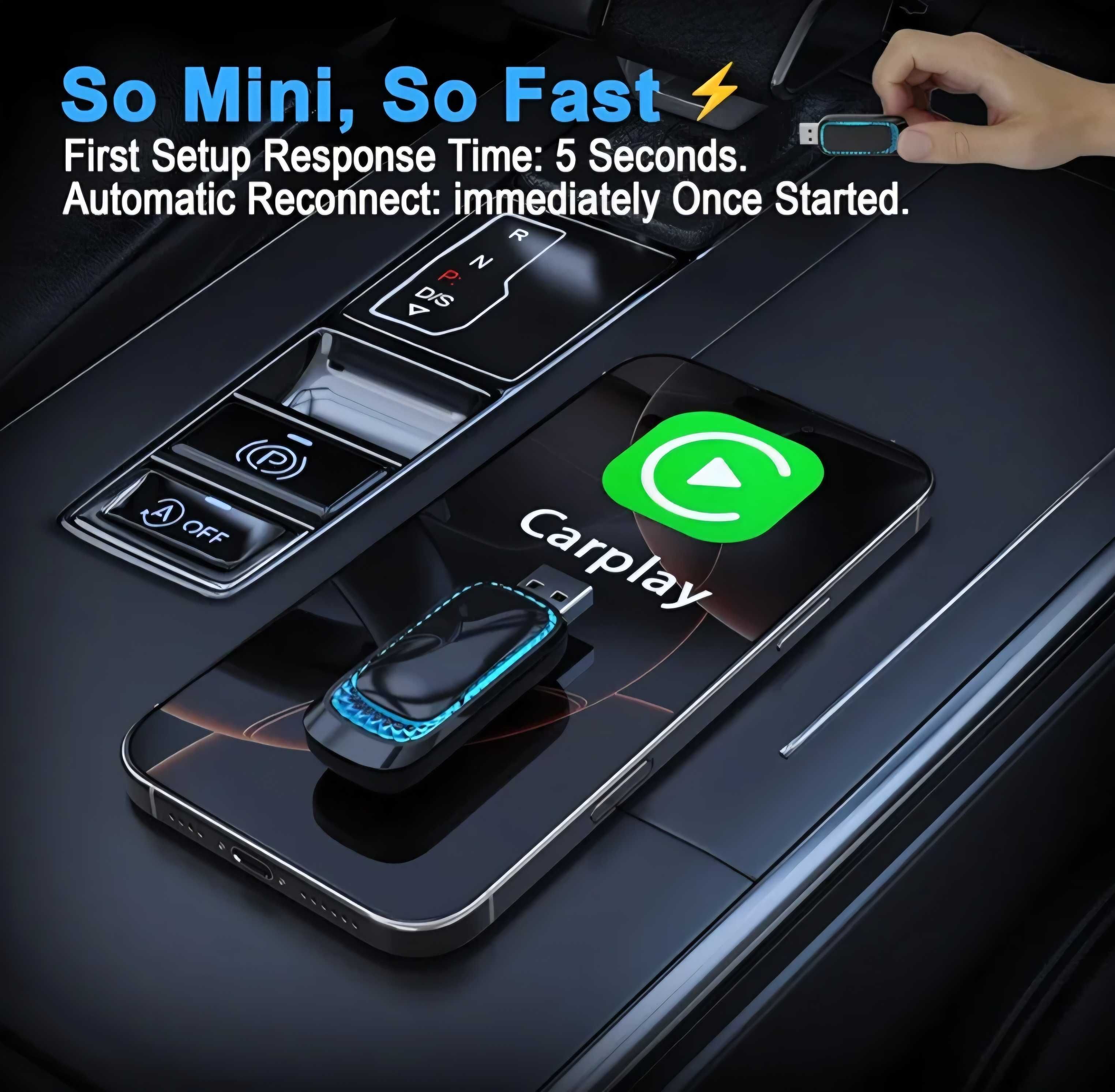 Bezprzewodowy adapter 2w1 Android Auto CarPlay BT WiFi USB-A USB-C RGB