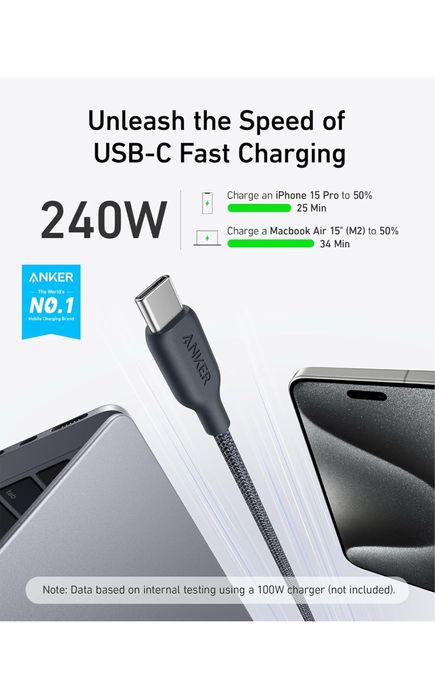 Anker Kabel USB C - C (240 W, 1,8 m), kabel do ładowania