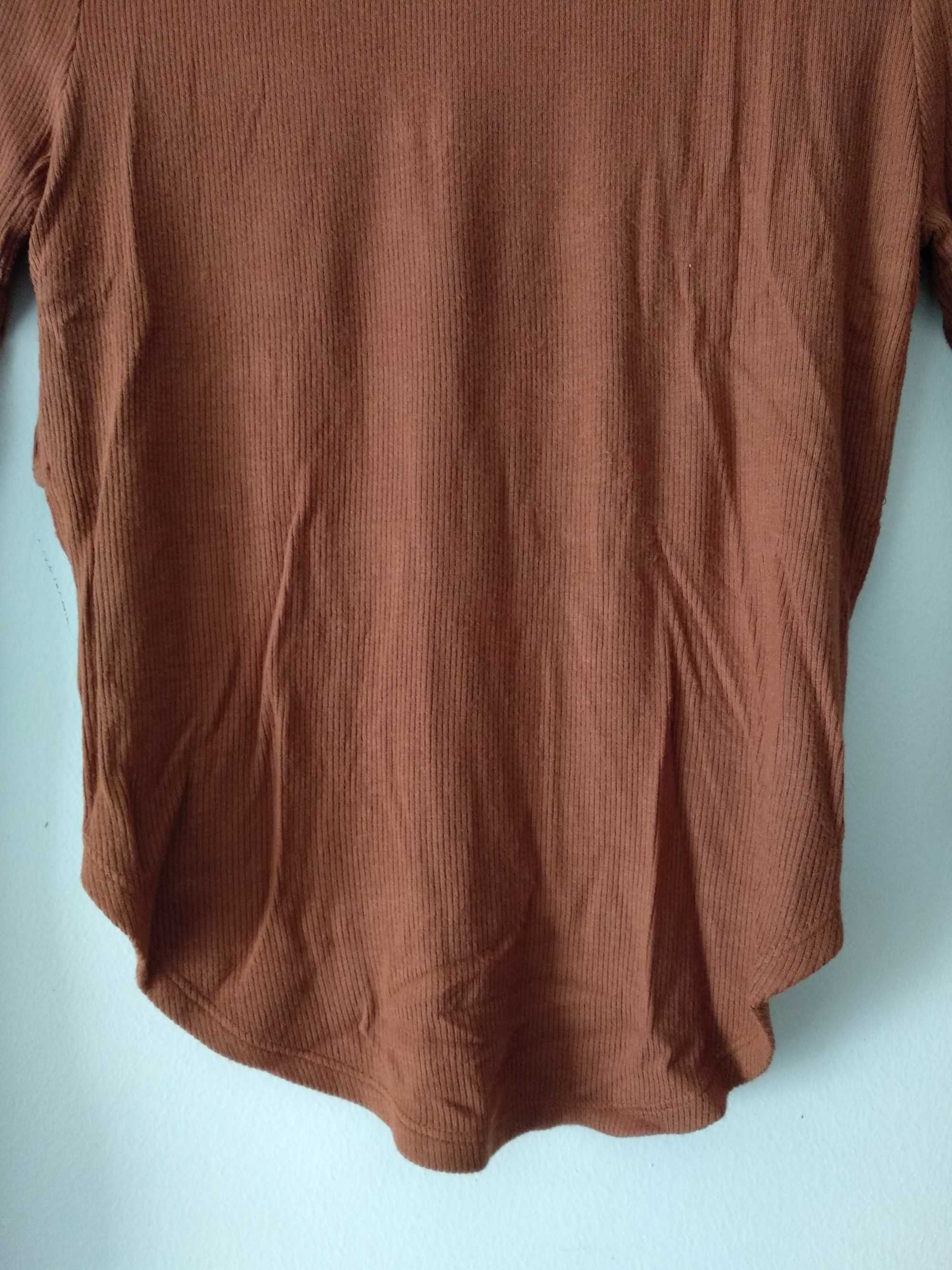 Camisola Canelada Camel Costas Descobertas  S