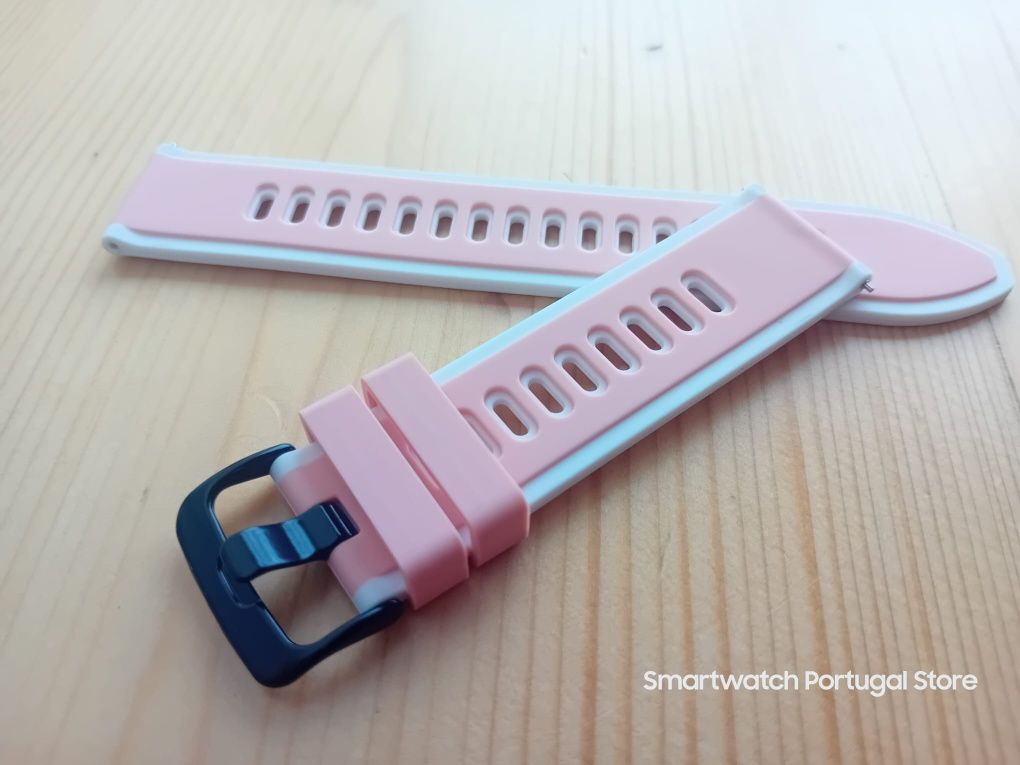 Bracelete 22mm em silicone (Nova) Rosa e Branca