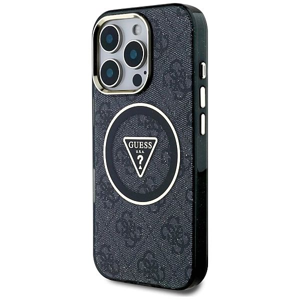 Etui Guess IML Metal Glitter 4G Circle Triangle MagSafe na iPhone 16 P