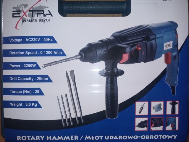 Mlotowiertarka Młot Udarowy Wiertarka  SDS+ 2500W + Wiertła + Dłuta