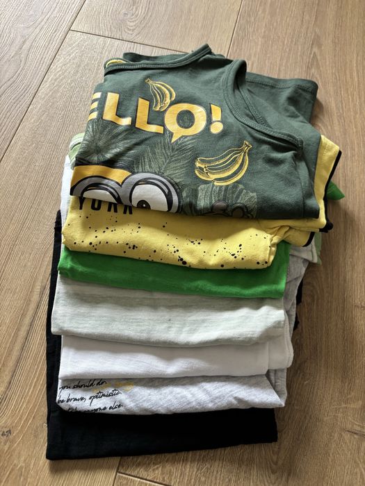 7 x Bluzka tshirt krótki rękaw chłopięca 128