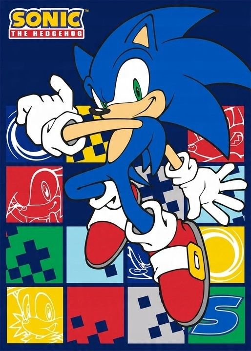 Koc 100x140 Polarowy + Ręcznik 70x140 Jeż Sonic Sonik Polar