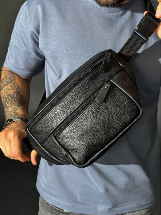 Шкіряна чоловіча сумка бананка|мужская кожаная сумка бананка барсетка