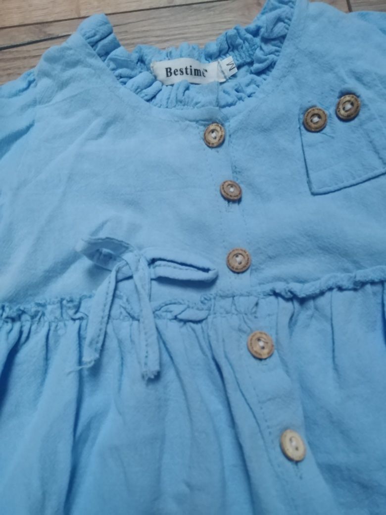 Bluzeczka koszula niebieska dziewczynka 74