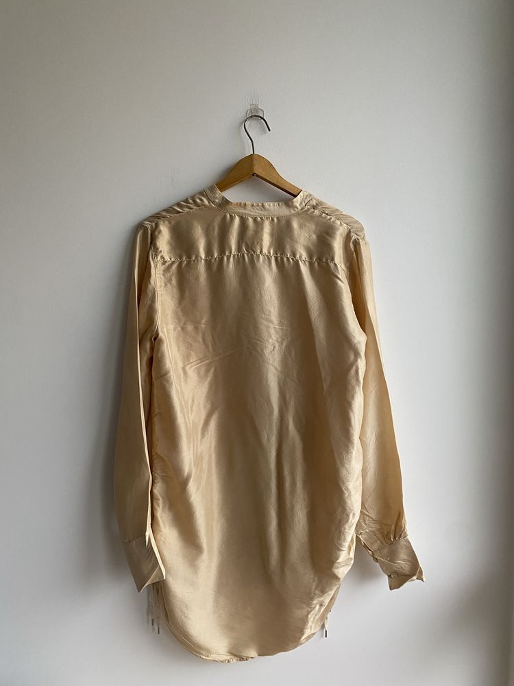 H&M studio jedwabna koszula beżowa tunika piaskowa