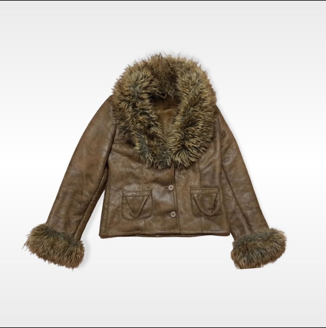 płaszcz płaszczyk kurtka jacket z futrem futerkiem futro vintage