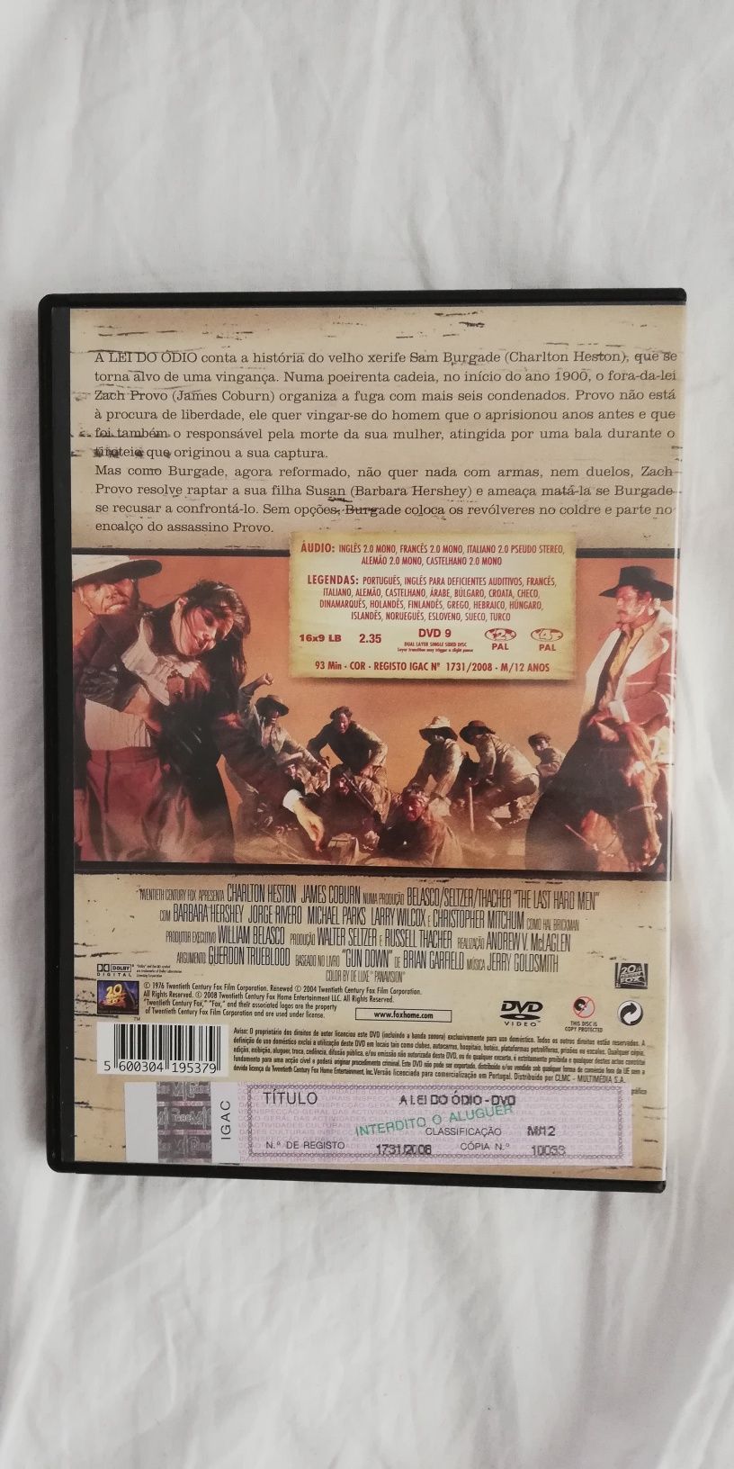 Dvd do filme clássico "A Lei do Ódio" (portes grátis)