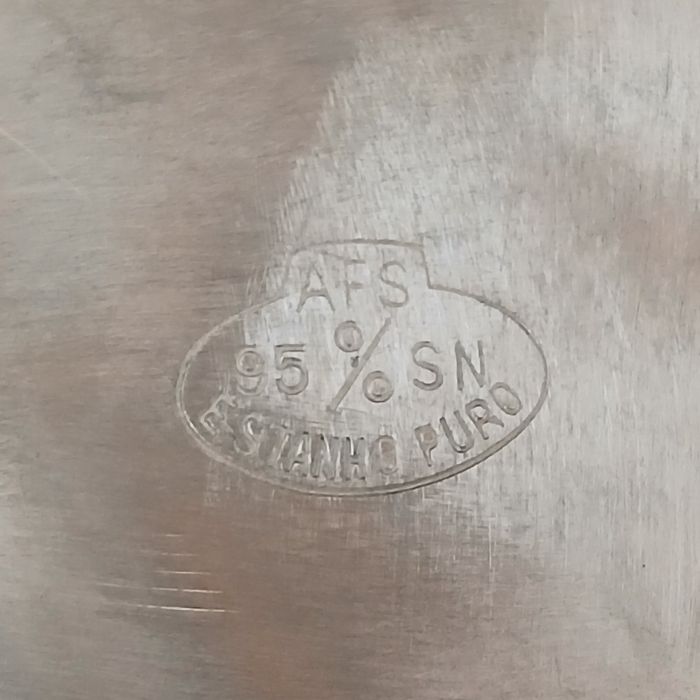 Centro de mesa fruteira de vidro e estanho