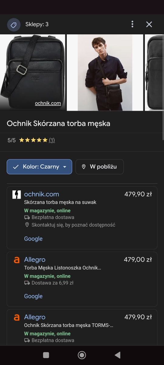 Ochnik skórzana  listonoszka torba męska jak nowa stan idealny