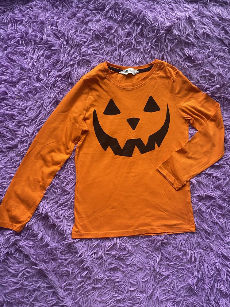 Bluzka H&M 134 / 140 pomarańczowa dynia Halloween unisex