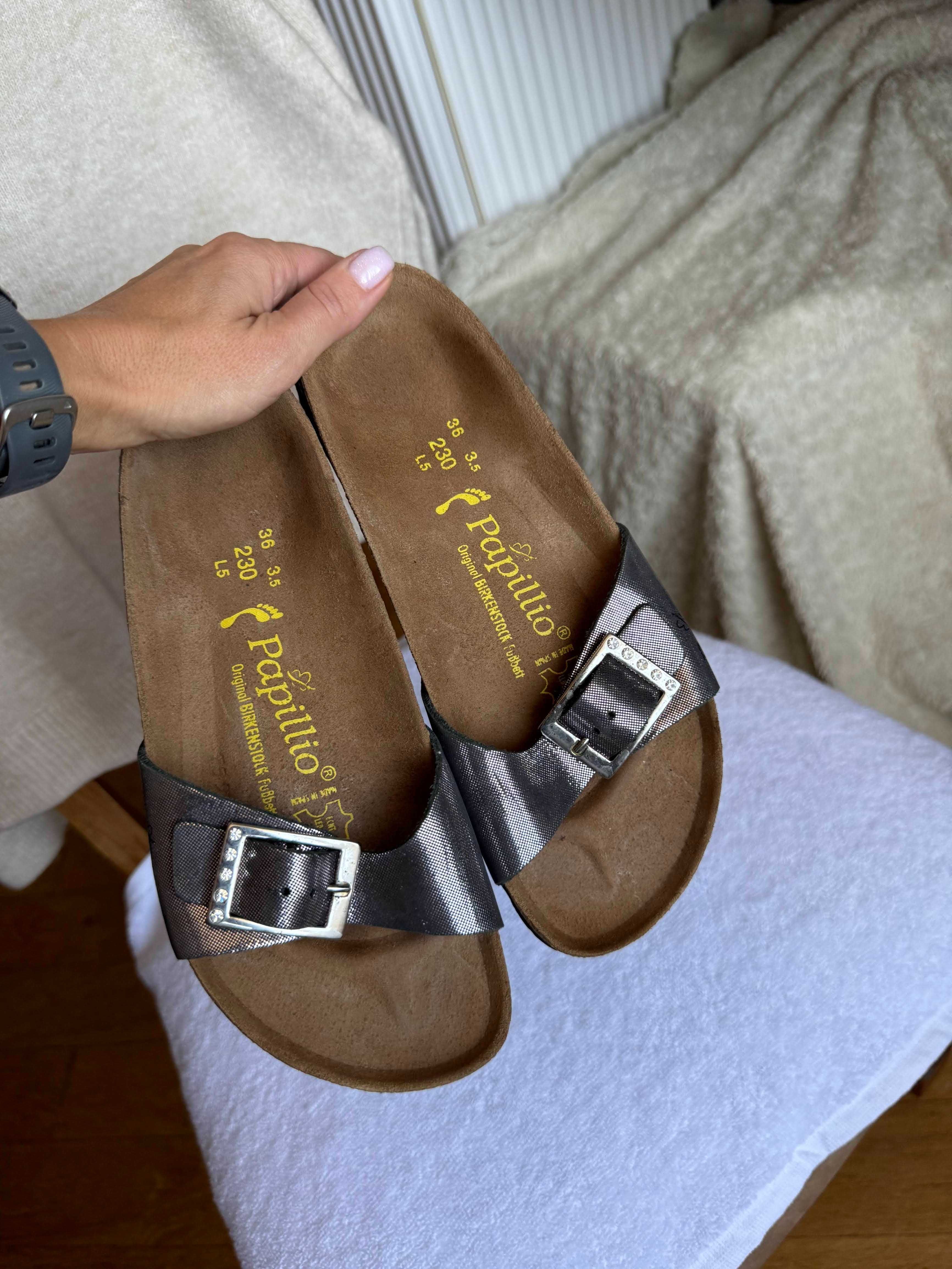 Шльопанці анатомічні срібні Birkenstock Limited edition Papillio 36