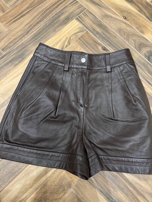 Шорты Maje натуральная кожа коричневые