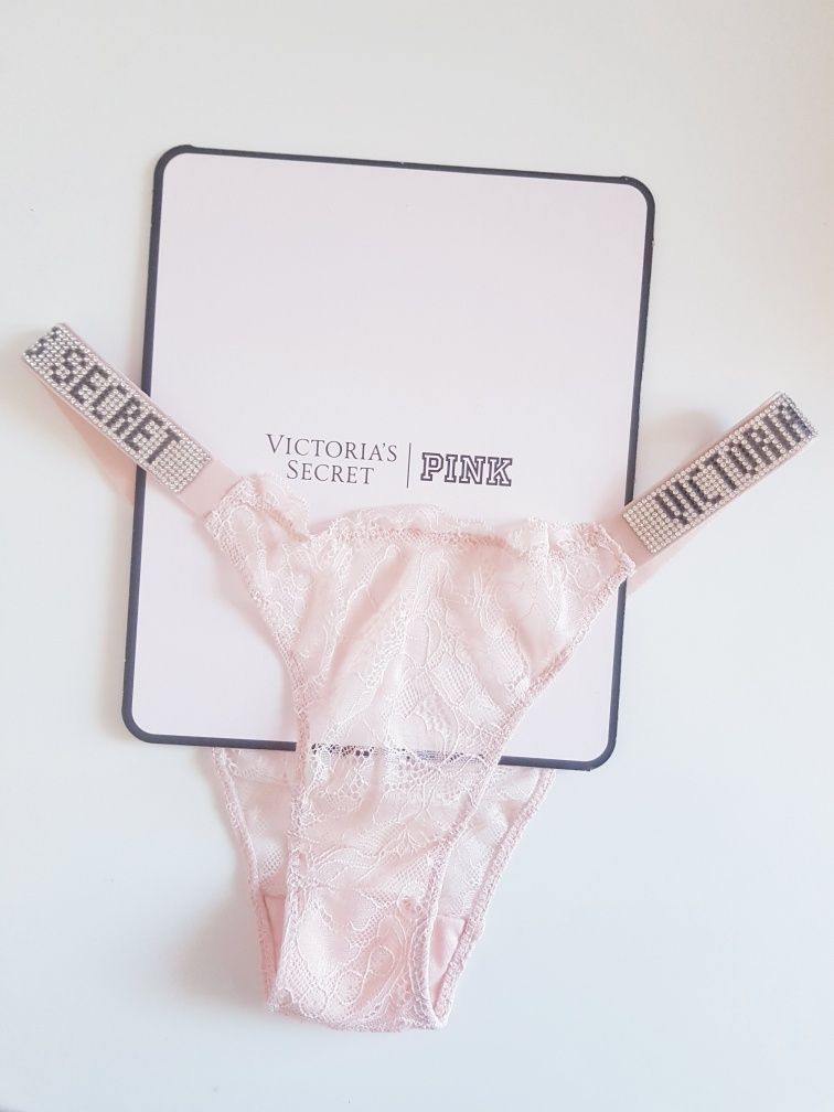 Majtki brazyliany Victoria's Secret nowe biekizna M cyrkonie shine str