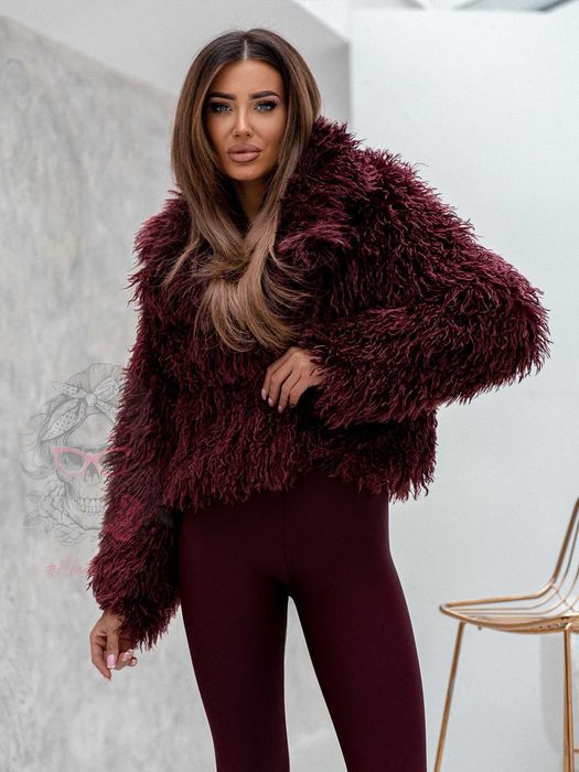 Futerko futro Bordowe Lis Jak Naturalne lama miękkie S,M,L