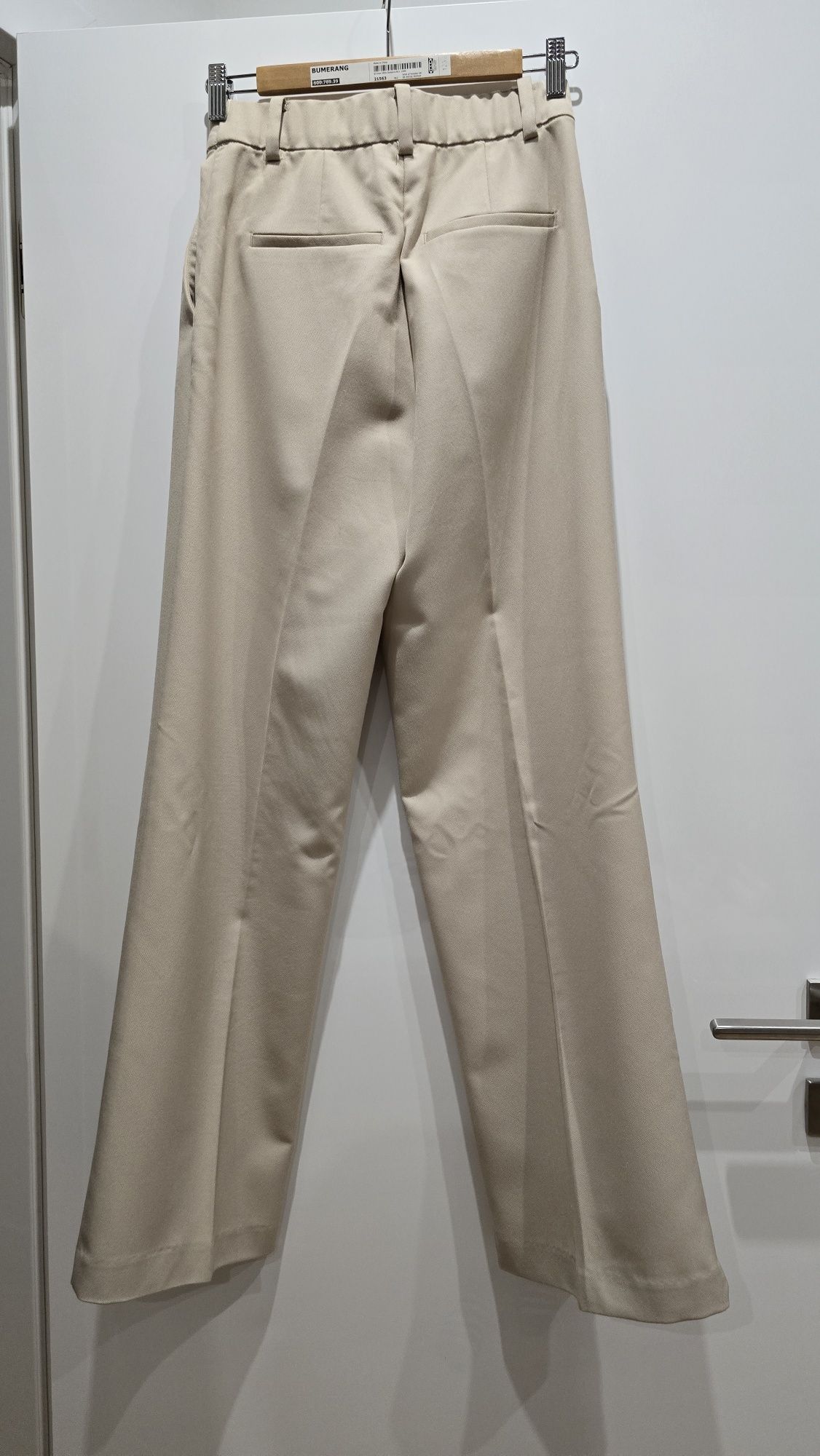 Spodnie h&m 36 eleganckie bezowe prosta nogawka wysoki stan