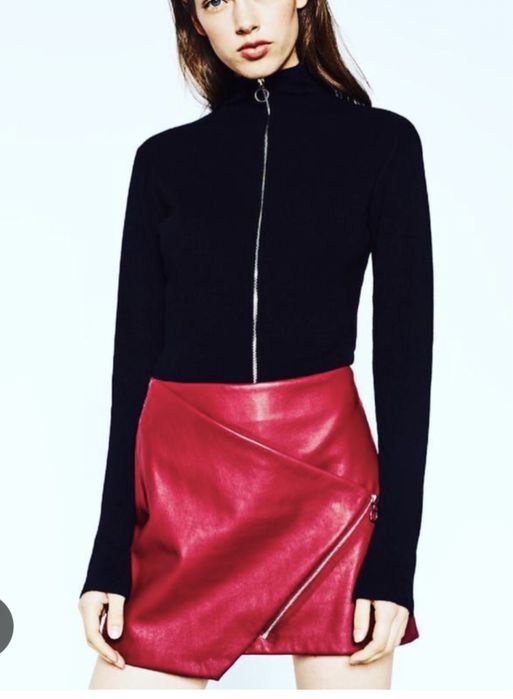 Мини юбка из эко кожи zara