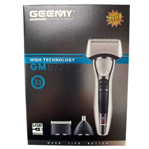 Електробритва-шейвер Geemy GM-6726 з насадками для сухого гоління