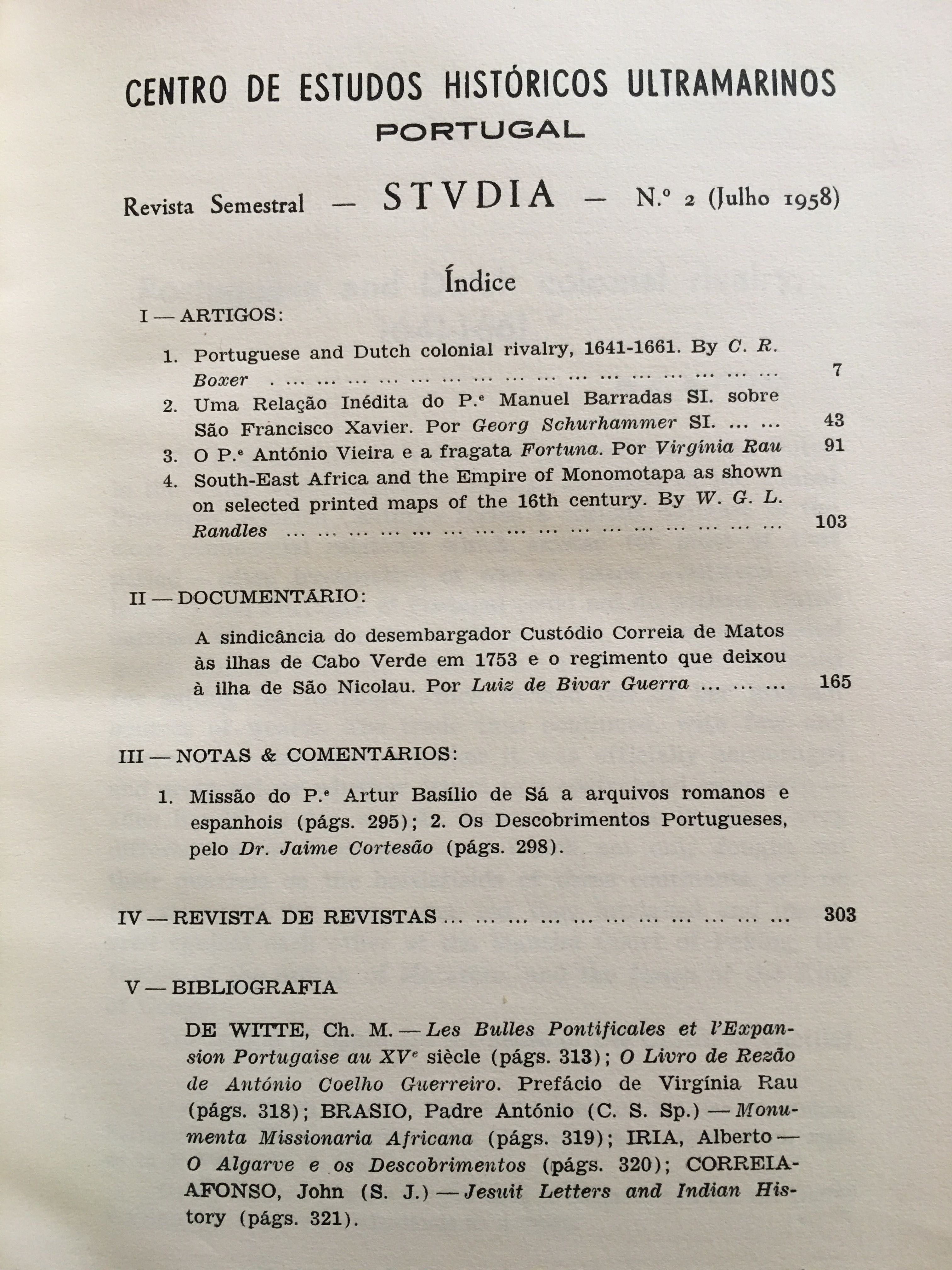 Anais de História de Além-Mar/ STVDIA (C. Boxer-Monomotapa-Cabo Verde)