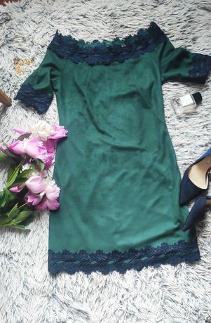 Сукня із замші зеленого кольору