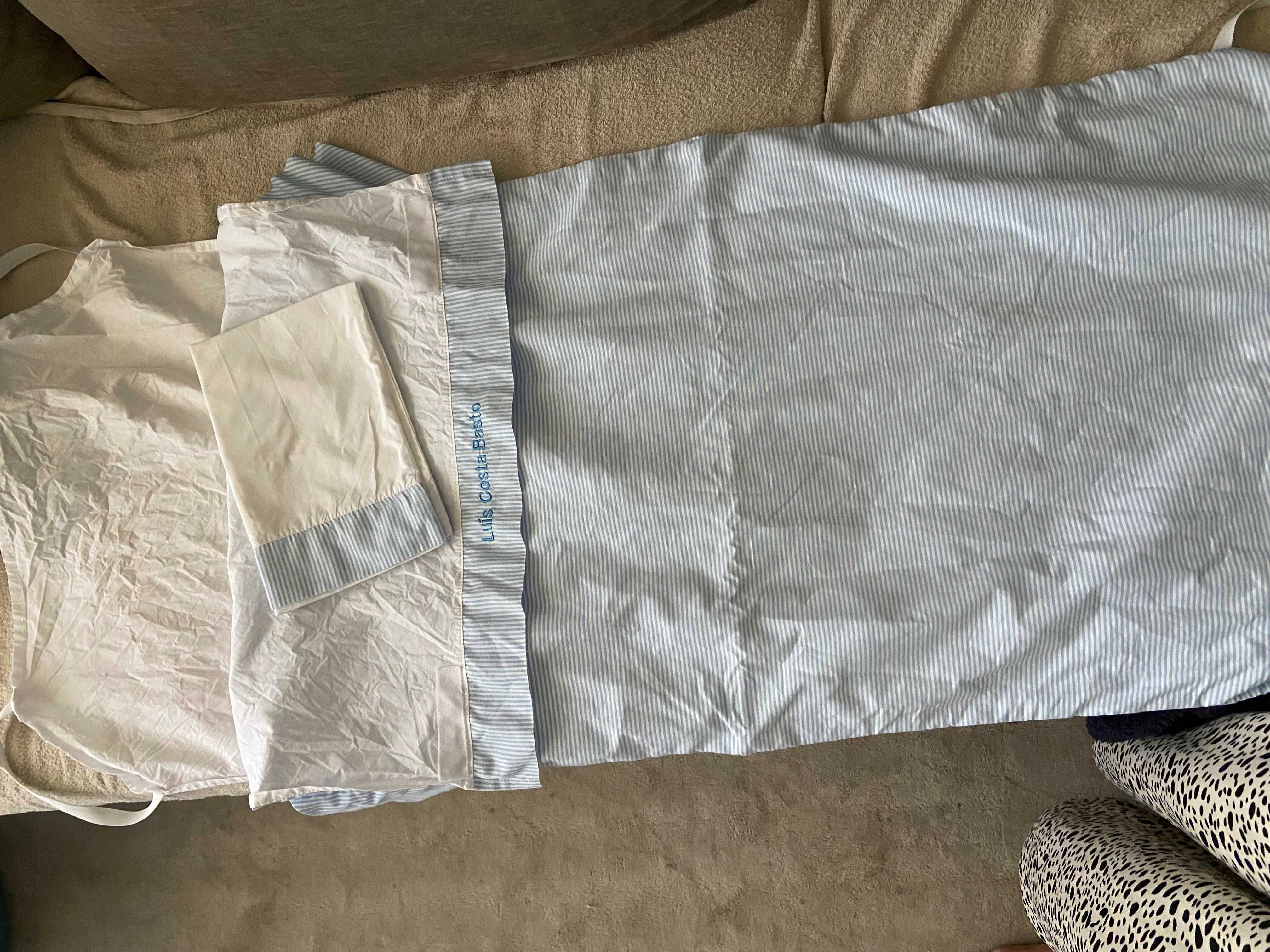 Lençóis envelope para catre com resguardo, fronha e edredom