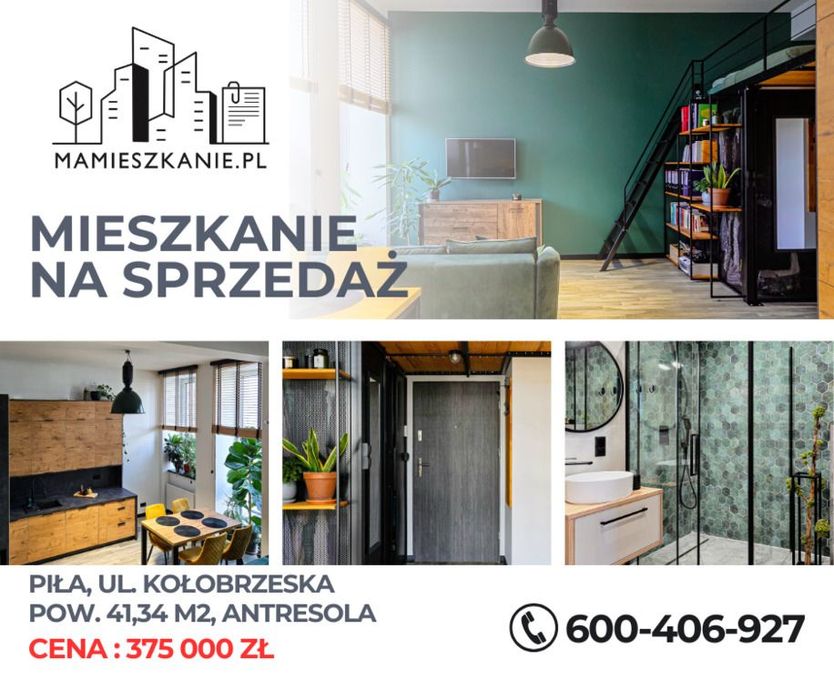 Nowoczesne mieszkanie z antresolą, Piła 41 m2