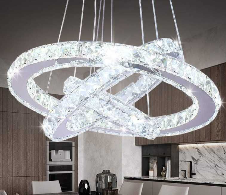 Nowoczesny Żyrandol LED z Kryształami - Rozświetl Swoje Wnętrze