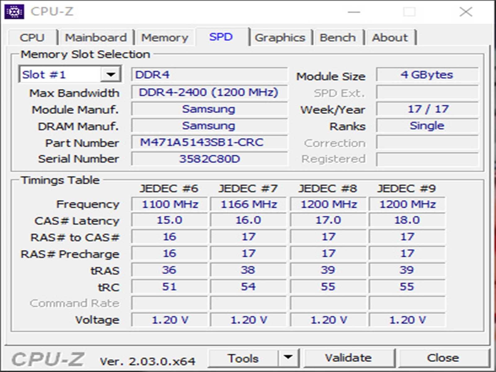 DDR4 4GB Samsung 2400T