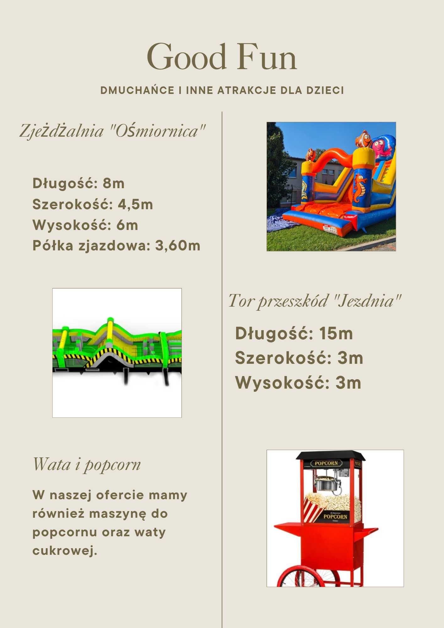 Dmuchańce, wata i popcorn - wynajem