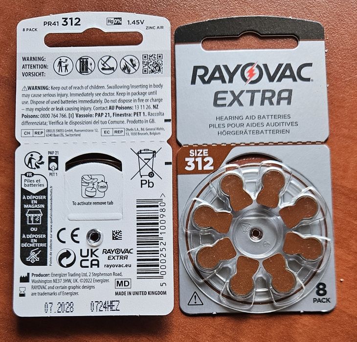 Baterie do aparatów słuchowych RAYOVAC 312