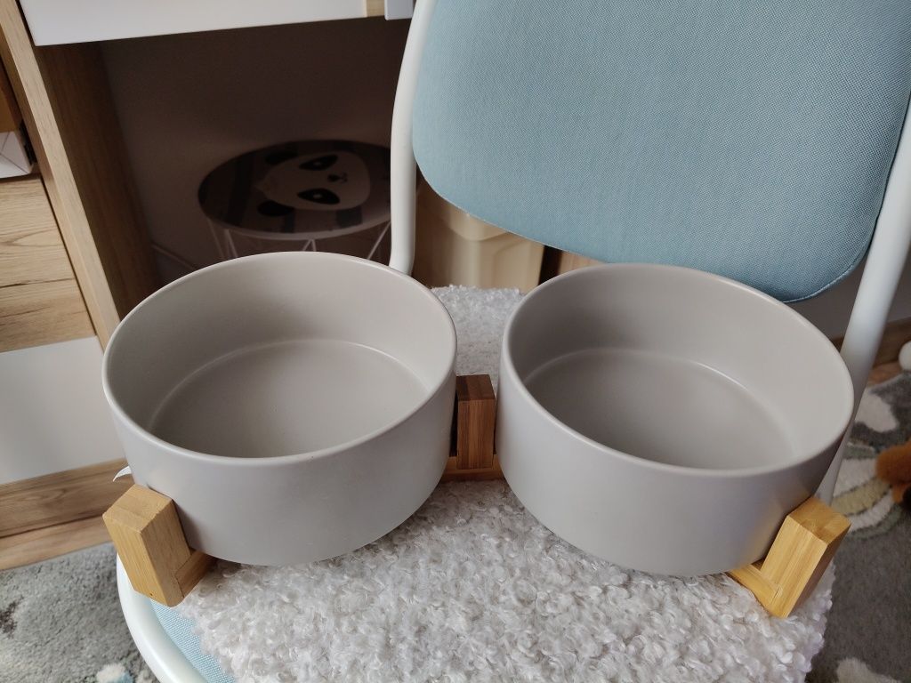Miska Dla Psa Kota Podwójna ceramiczna Miski Ceramiczne NA STOJAKU 2x8