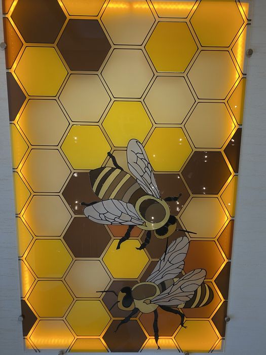 Скло вітражне, вітраж, соти бджоли
