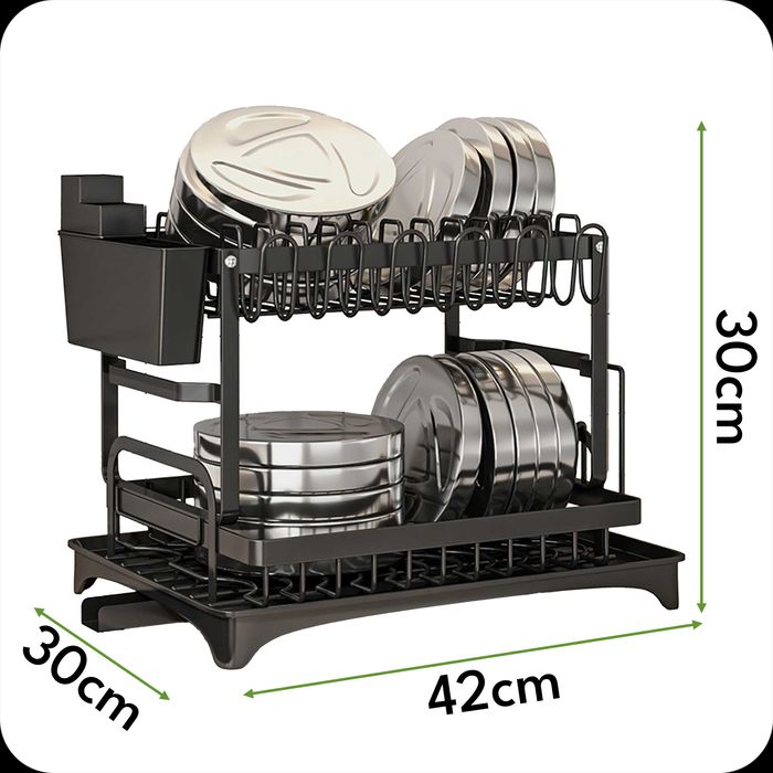 suszarka do naczyń ociekacz z tacką stojąca dwupoziomowa metalowa