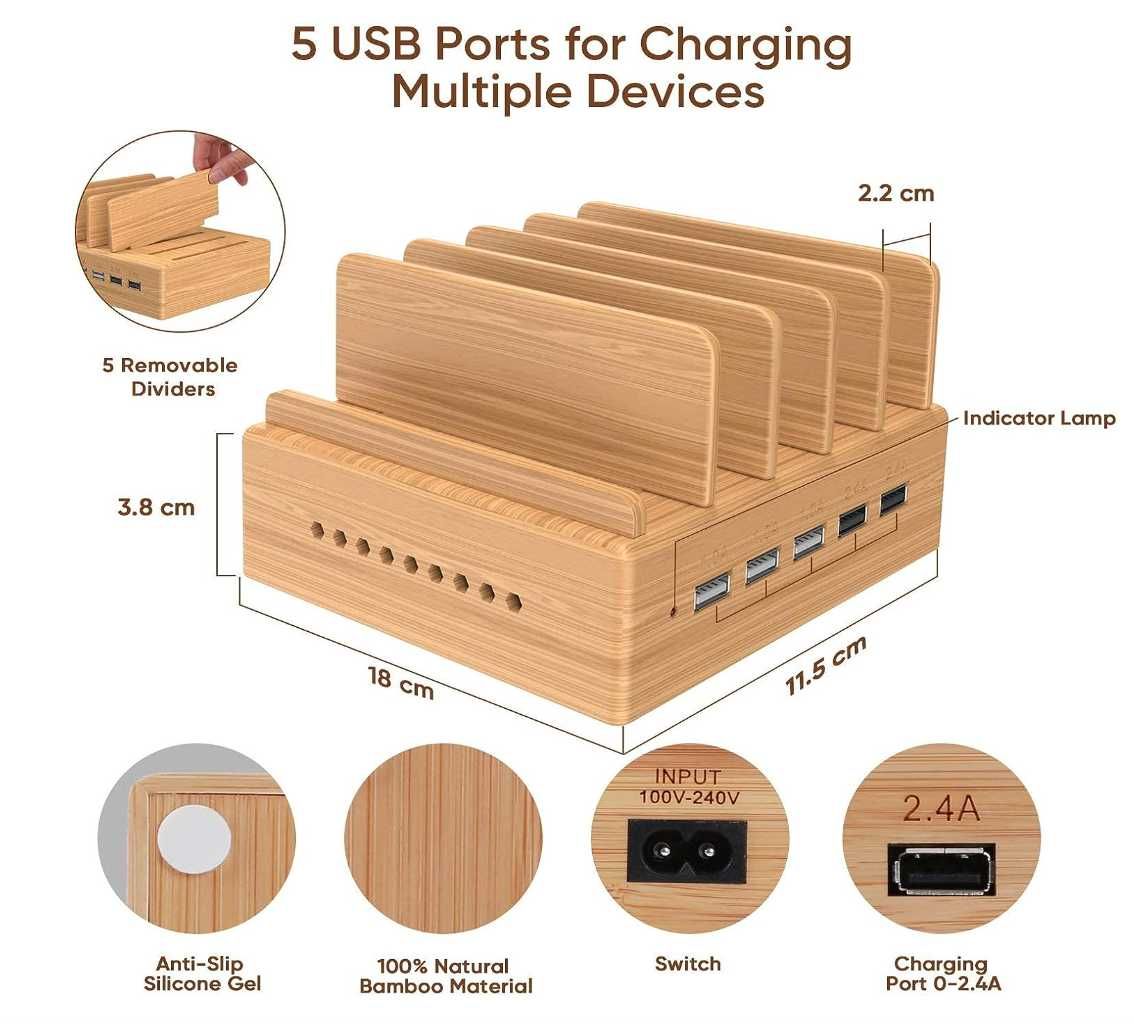 Stacja ładująca do telefonu komórkowego, ładowarka USB,